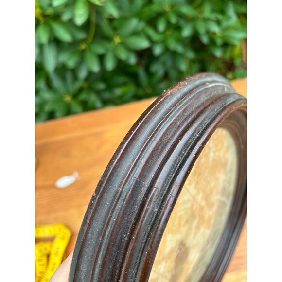 Vintage pressed butterfly and flower simple oval wood frame bubble glass - Picture 8 of 16